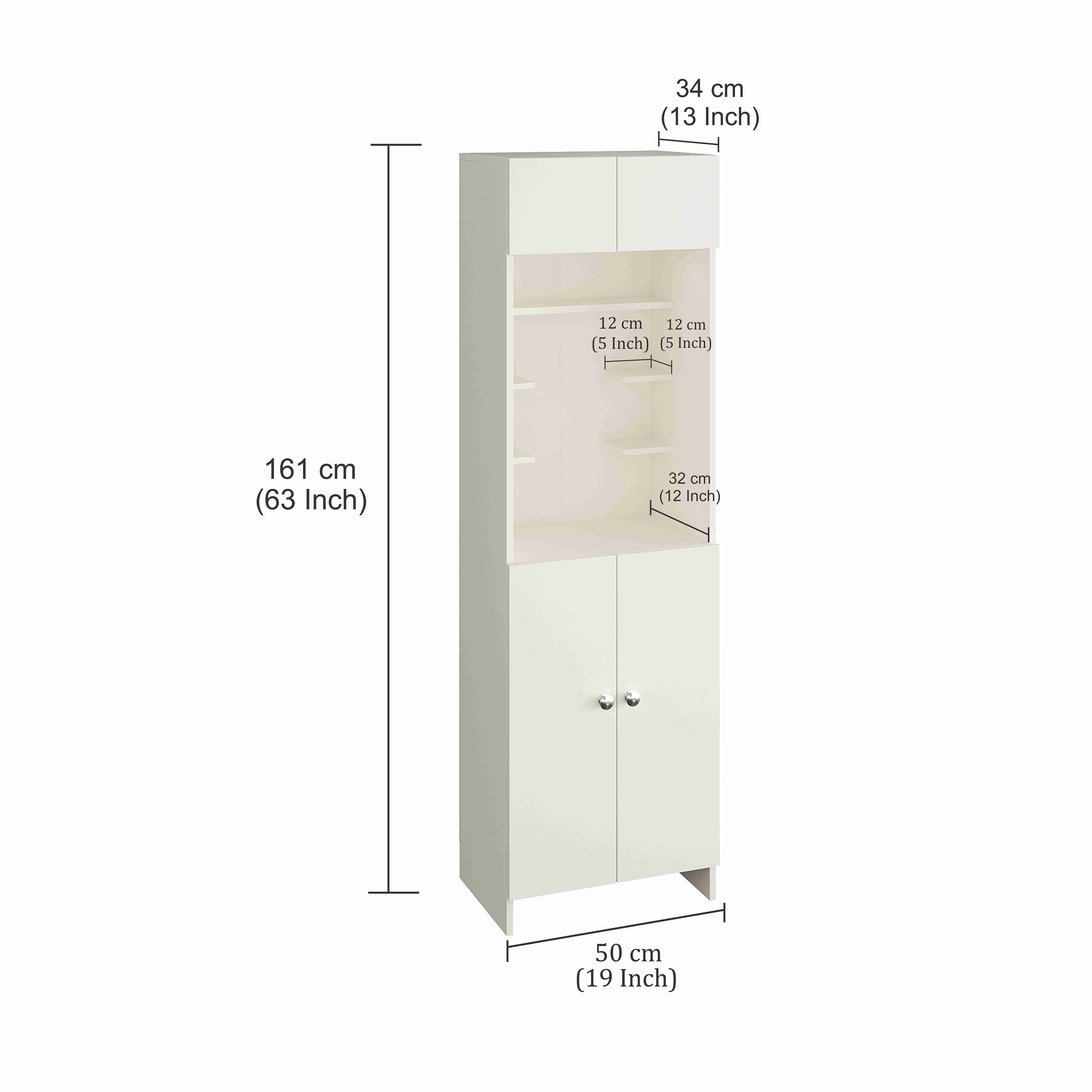 Shivika Pooja Mandir for Home, Modern Temple for Home & Office, Payer Cabinet Puja Stand Shelf in White Finish
