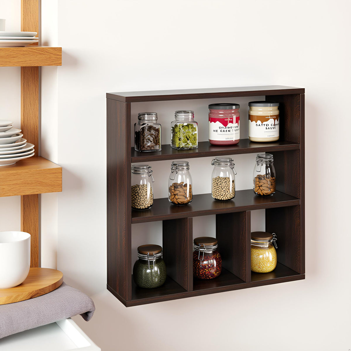 Wall-Mounted Wooden Modern Kitchen Rack For Home – Furneaser Teusa
