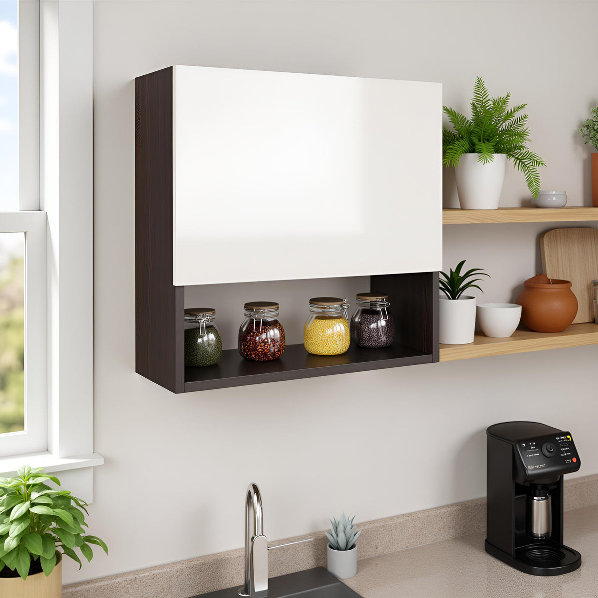 Wall-Mounted Wooden Modern Kitchen Rack For Home – Furneaser Nordic