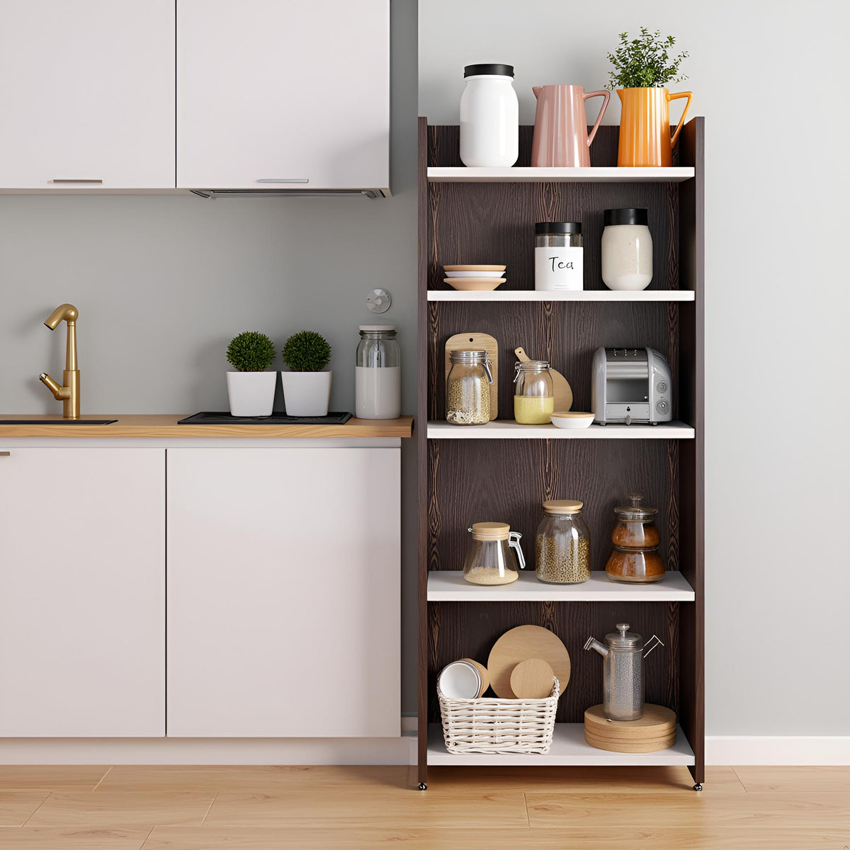 Floor-Standing Wooden Modern Kitchen Rack For Home – Furneaser Sleenet