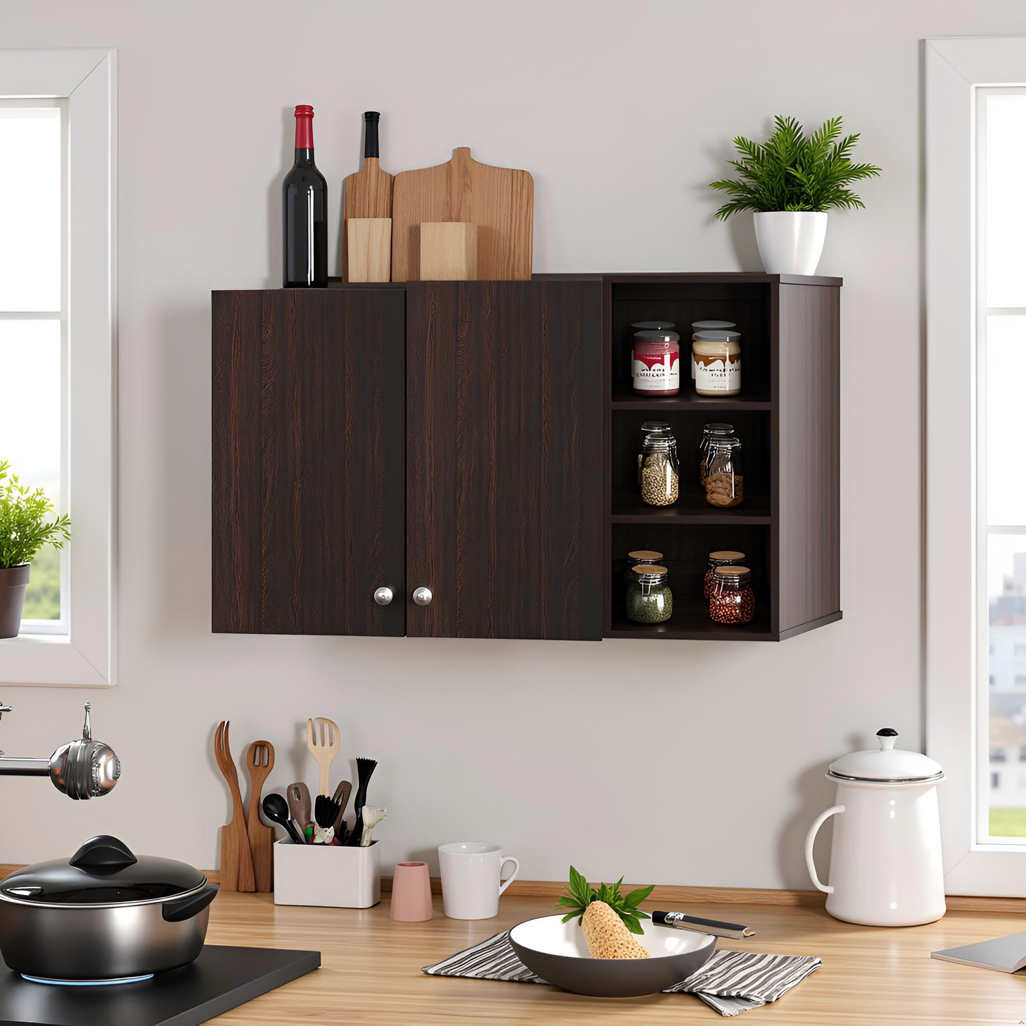 Wall-Mounted Wooden Modern Kitchen Rack For Home – Furneaser Lismore