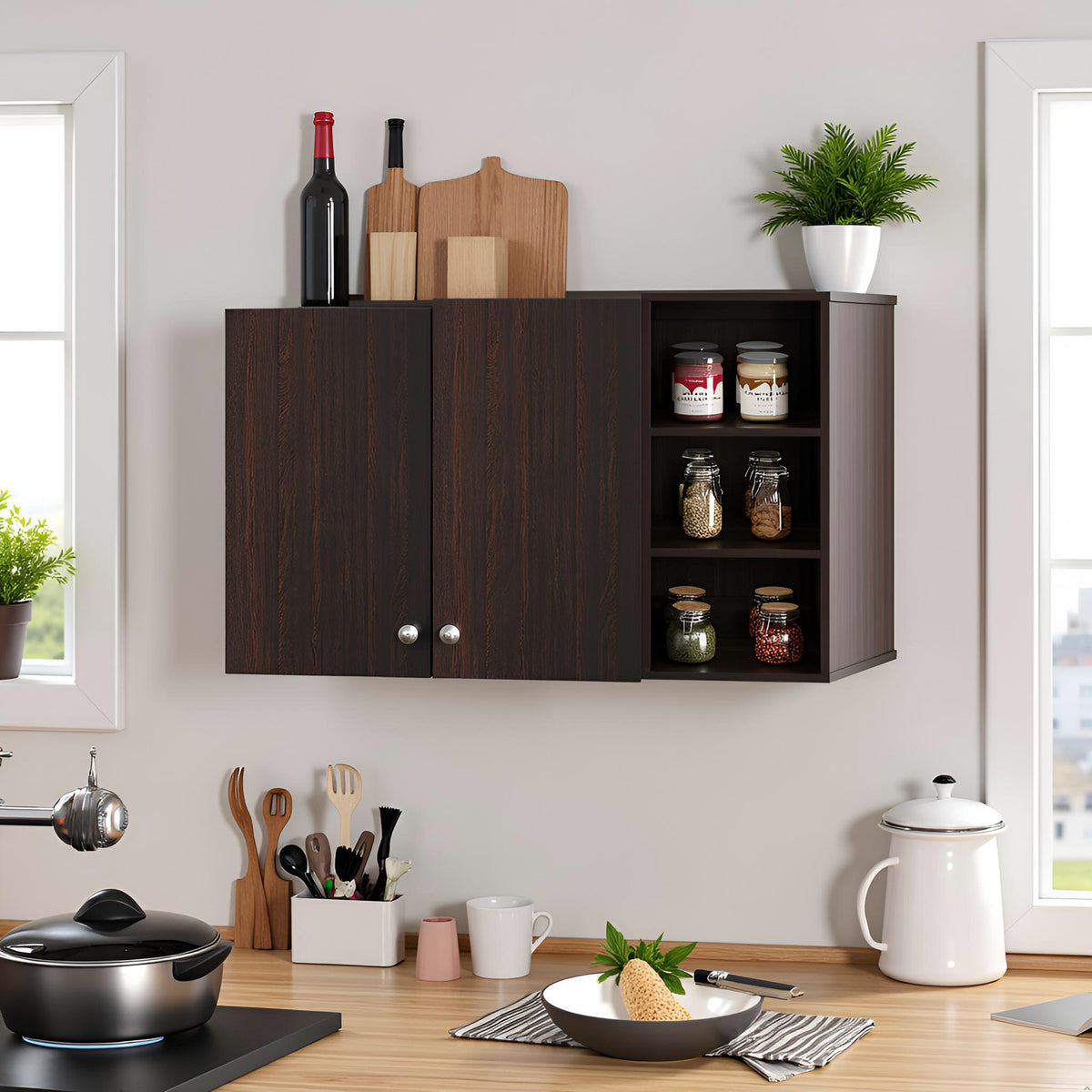 Modern Kitchen Wall Rack Design Wall-Mounted Wooden Modern Kitchen Rack For Home – Furneaser Lismore