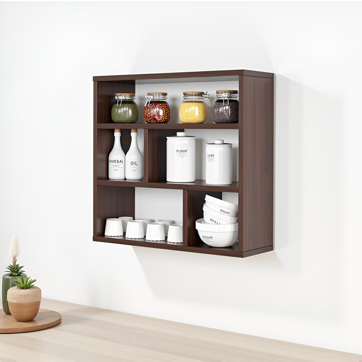 Wall-Mounted Wooden Modern Kitchen Rack For Home – Furneaser Matty