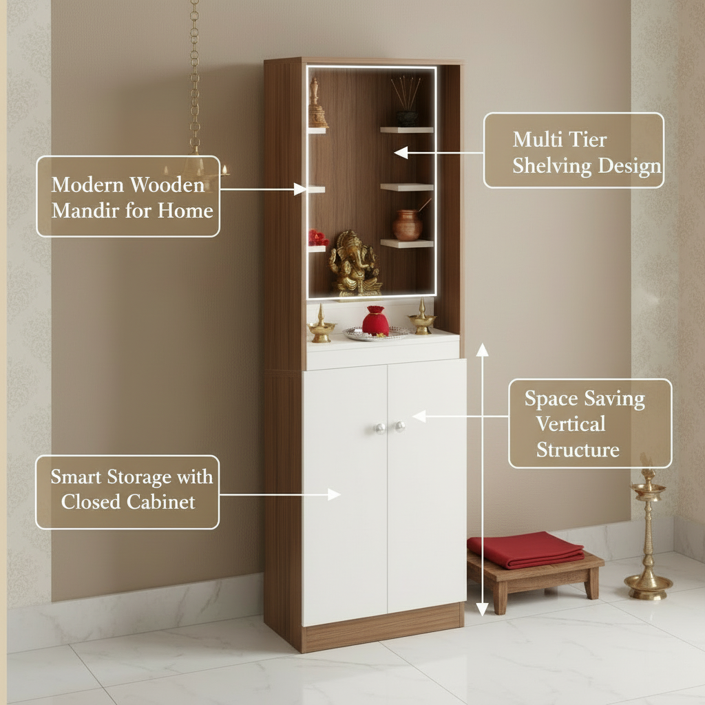 Floor-Standing Wooden Modern Temple For Home – Furneaser Adya