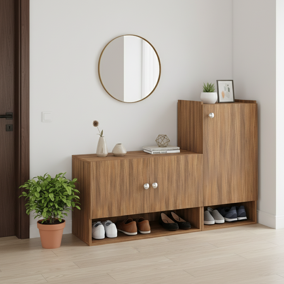 Floor-Standing Wooden Modern Shoe Rack For Home – Furneaser Sinala