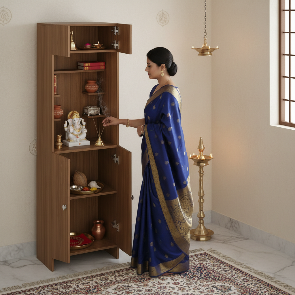 Floor-Standing Wooden Modern Temple For Home – Furneaser Shivika