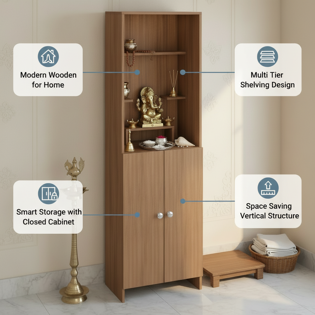 Floor-Standing Wooden Modern Temple For Home – Furneaser Anvika
