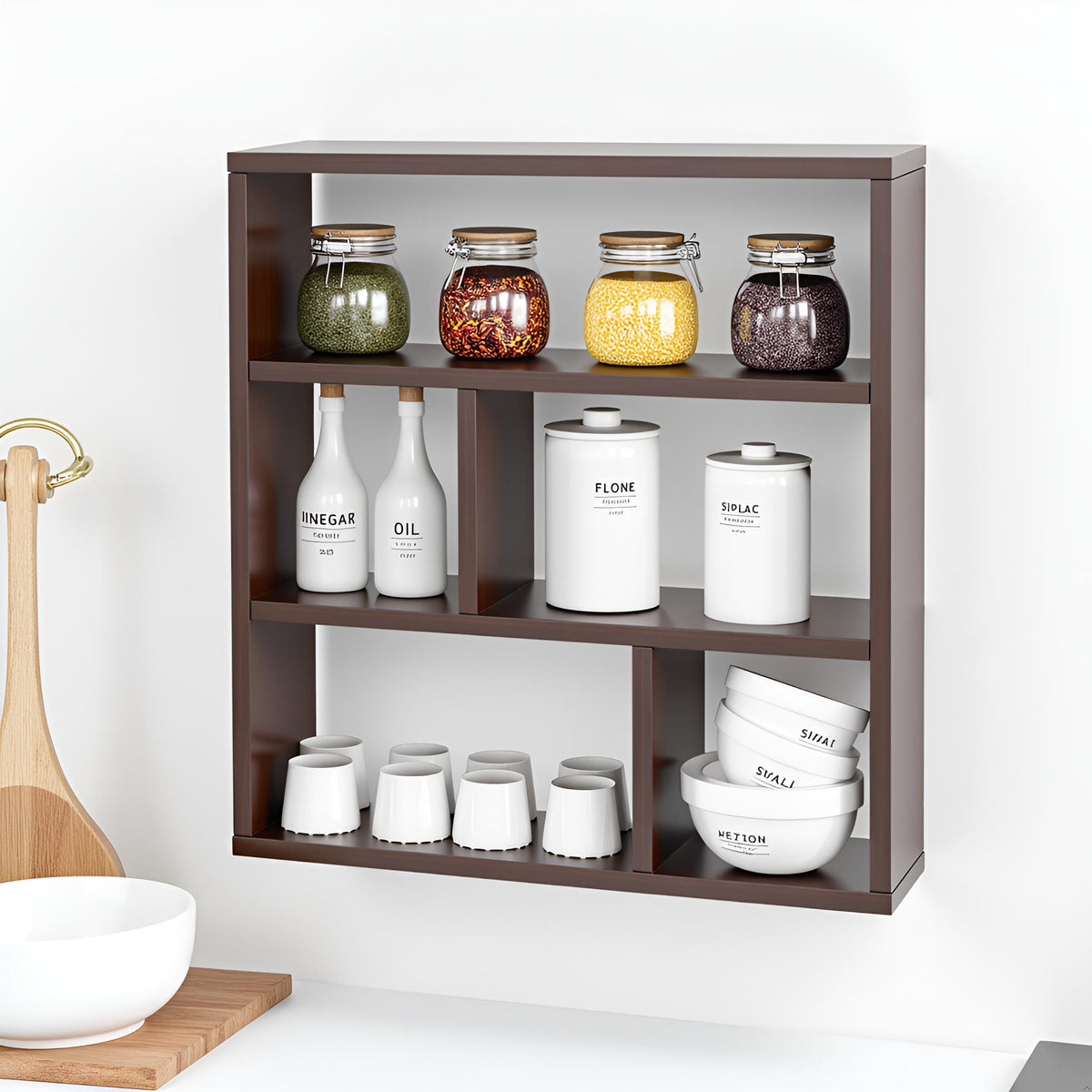 Wall-Mounted Wooden Modern Kitchen Rack For Home – Furneaser Matty
