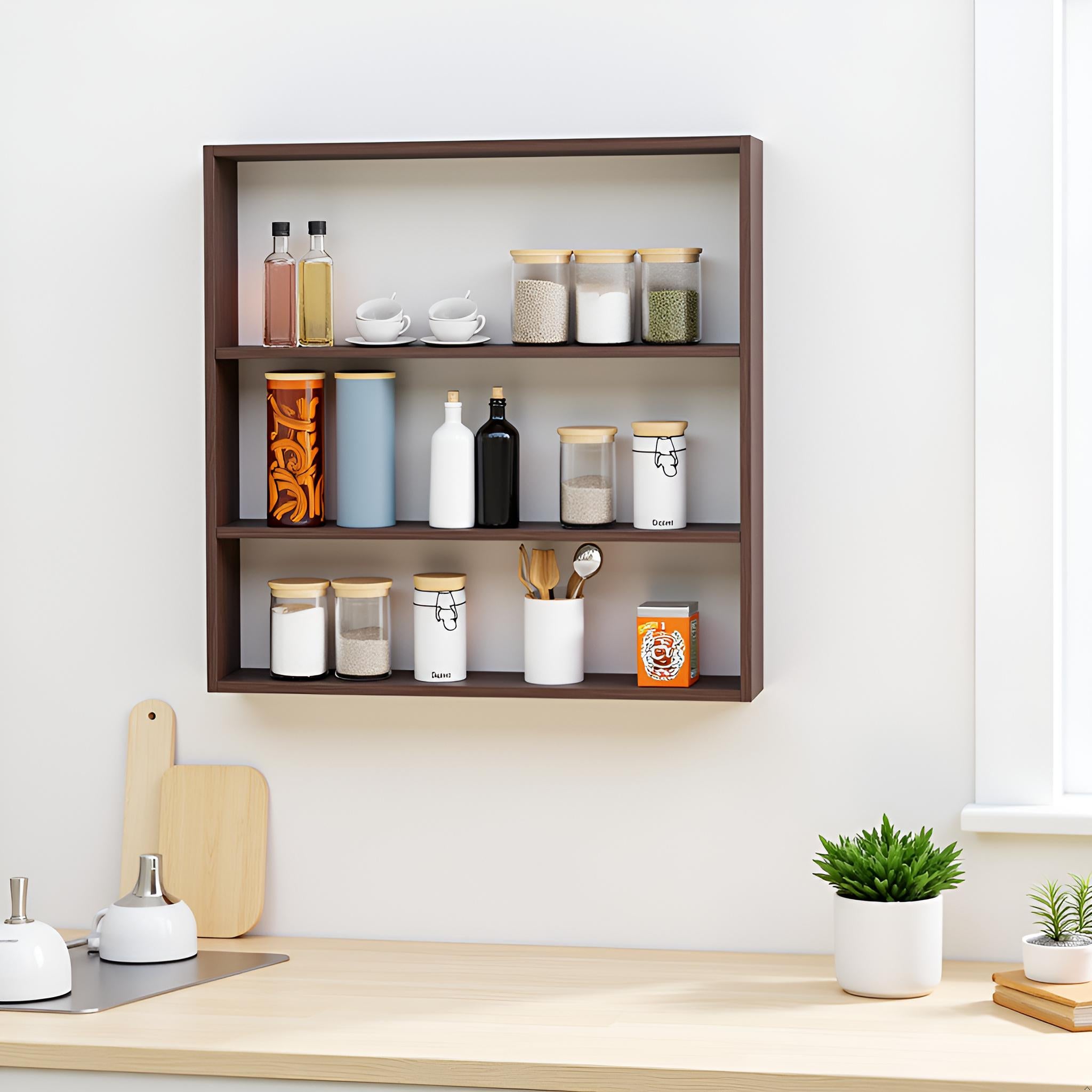 Wall-Mounted Wooden Modern Kitchen Rack For Home – Furneaser Winsen
