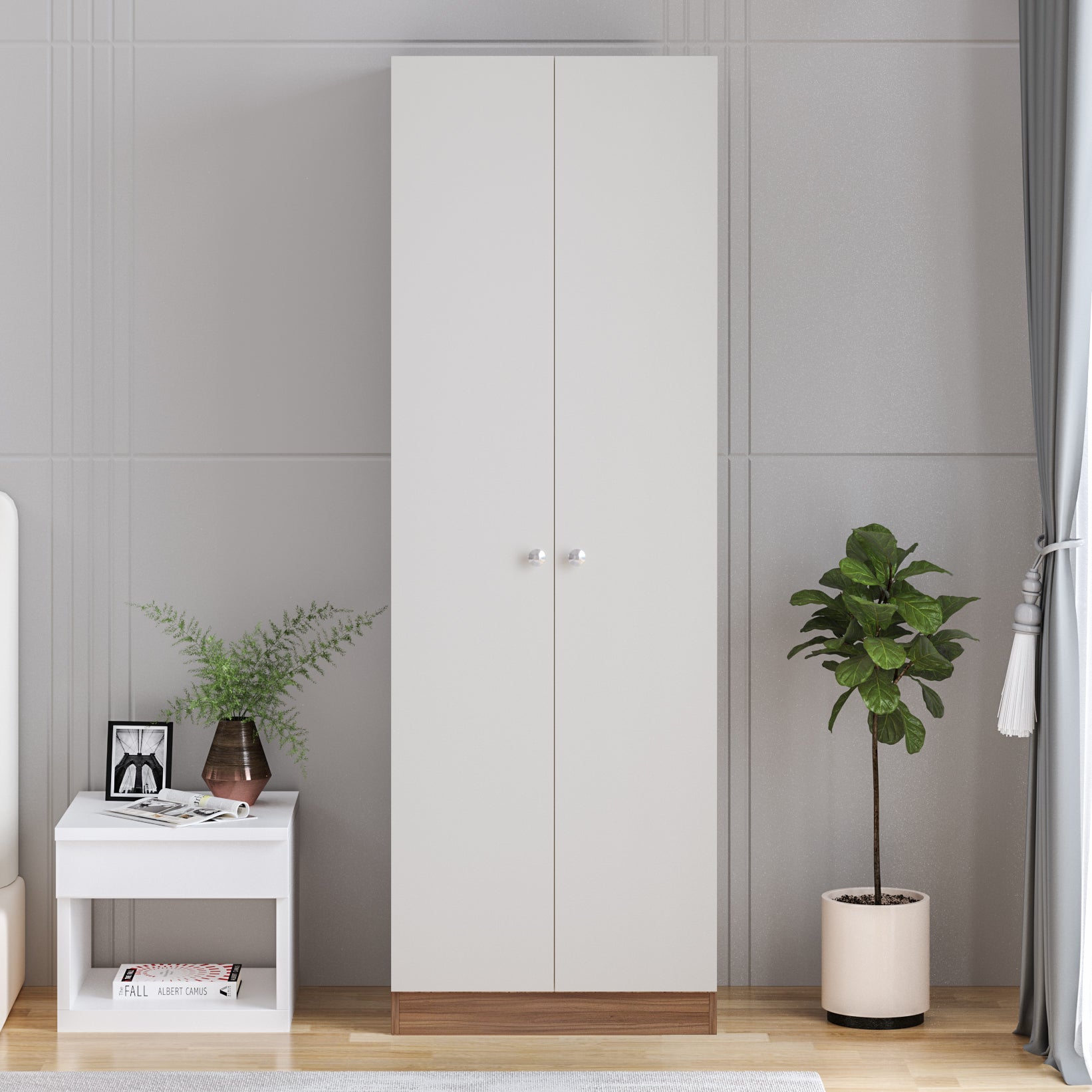 Fanciable 2 Door Wardrobe Almirah with Door for Clothes, Cabinet Closet Organizer, Cupboard for Bedroom Living Room
