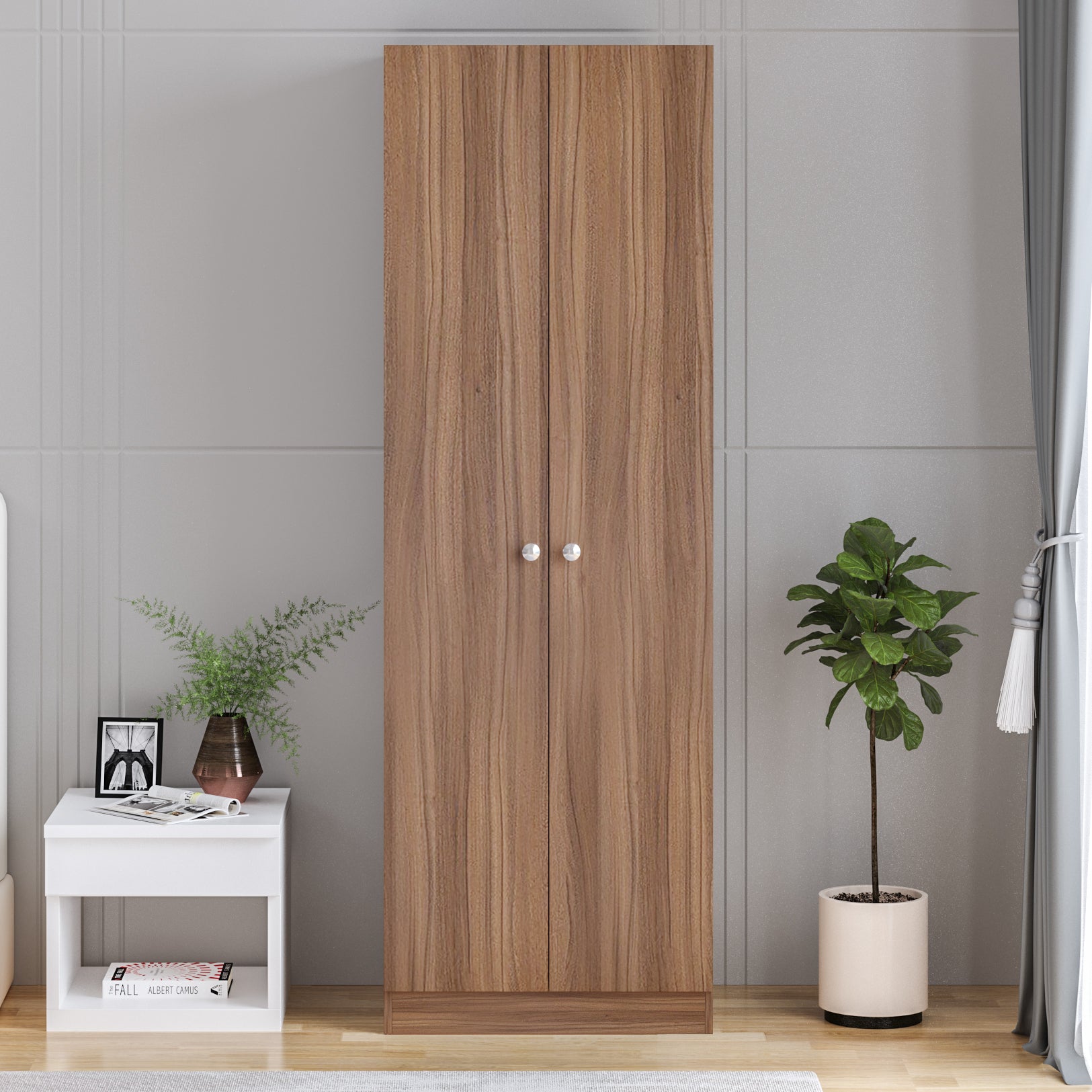 Fanciable 2 Door Wardrobe Almirah with Door for Clothes, Cabinet Closet Organizer, Cupboard for Bedroom Living Room