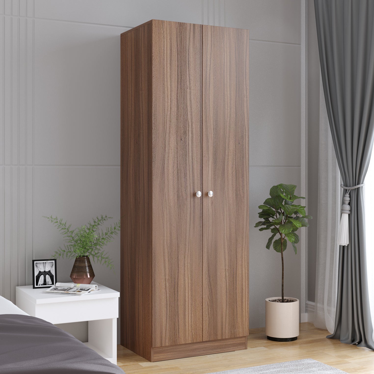 Fanciable 2 Door Wardrobe Almirah with Door for Clothes, Cabinet Closet Organizer, Cupboard for Bedroom Living Room