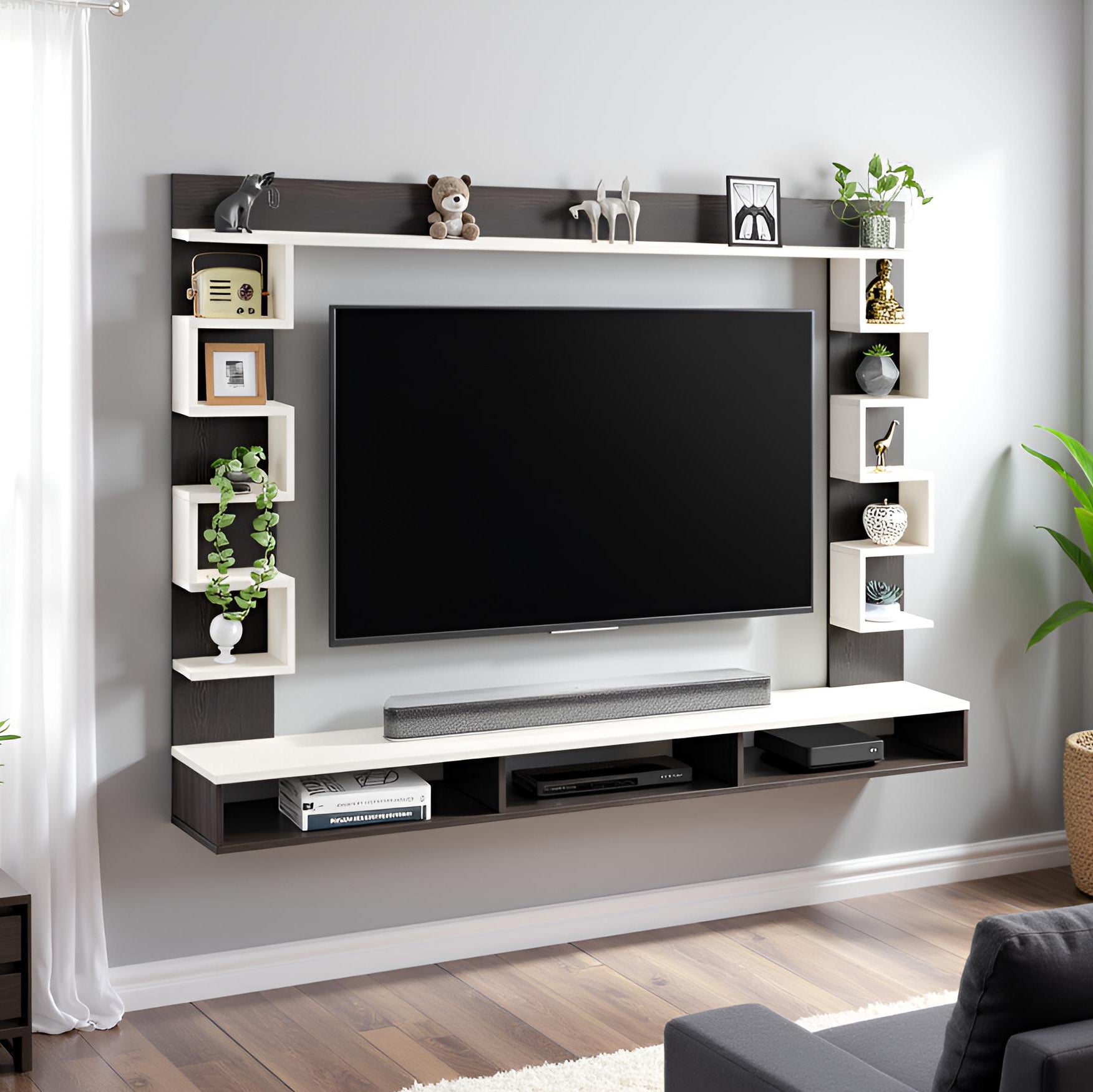 Cabiar Tv Entertainment Unit, Cabinet, Showcase, Stand For 55 Inch TV (Wenge White)