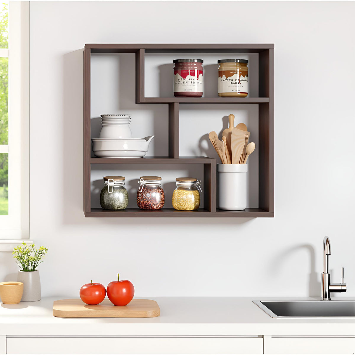 Wall-Mounted Wooden Modern Kitchen Rack For Home – Furneaser Ominus