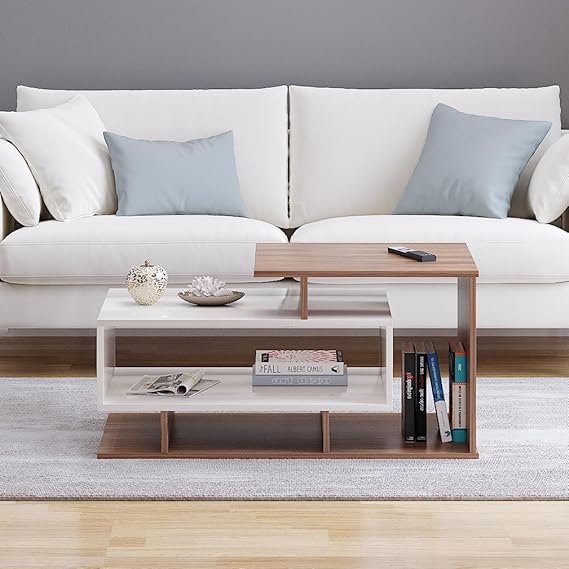 Fabelio Modern Coffee Table with Storage, Centre Table, Teapoy for Living Room