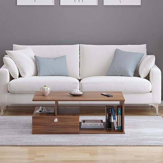 Livik Modern Coffee Table with Storage, Centre Table, Teapoy for Living Room