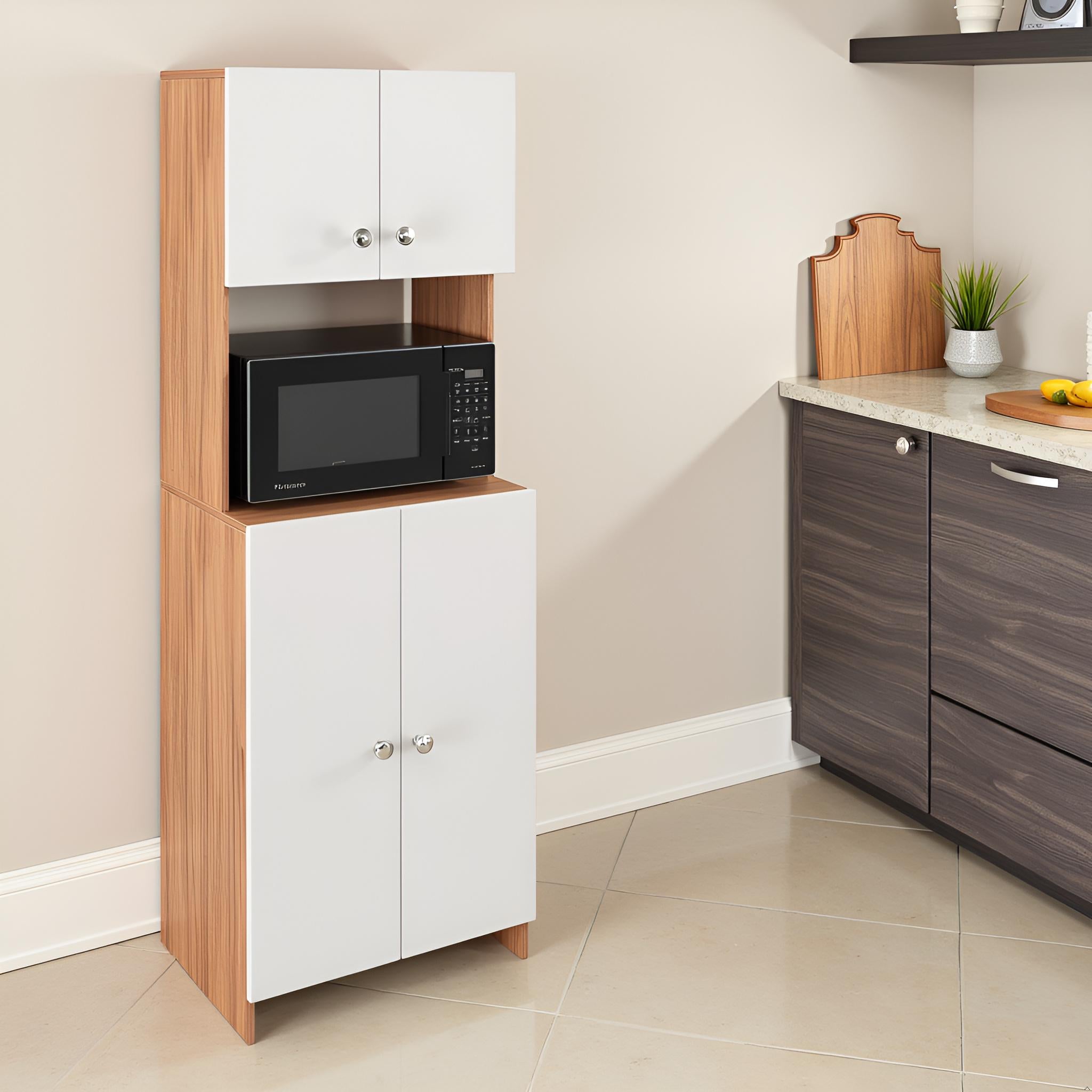 Compact Space Saving Unit for Kitchen & Dining ( Exotic teak & White)