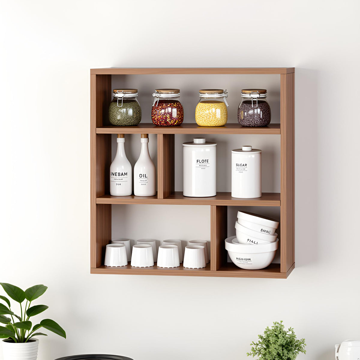 Wall-Mounted Wooden Modern Kitchen Rack For Home – Furneaser Matty