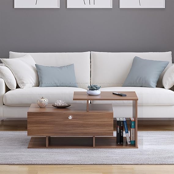 Breezia Modern Coffee Table with Storage, Centre Table, Teapoy for Living Room