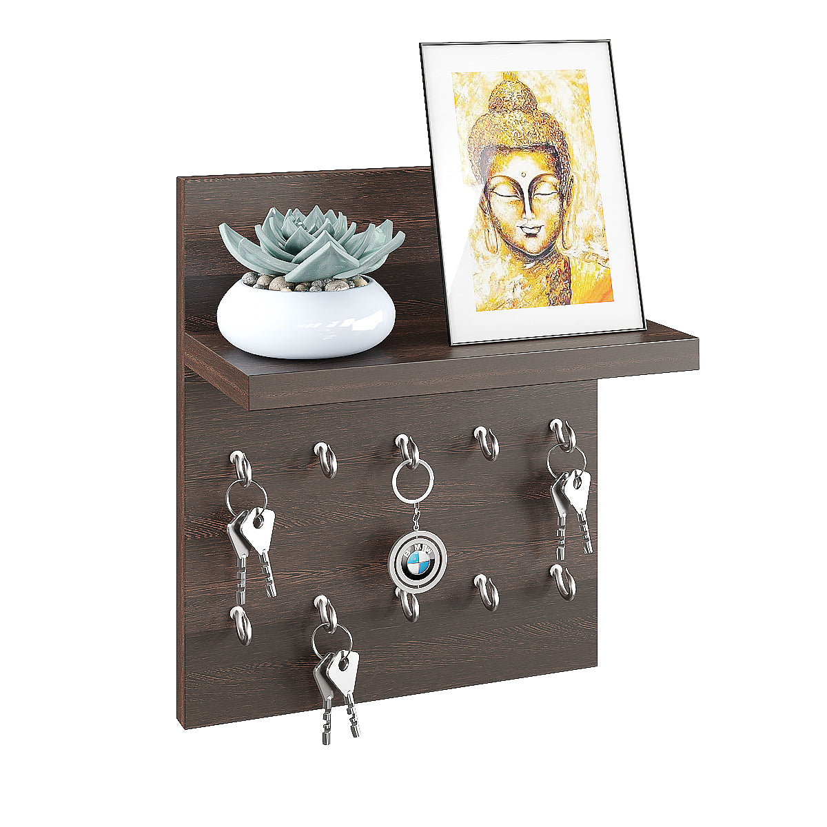 Navya Wall Hanging Key Chain Holder, Decorative Item (Wenge)