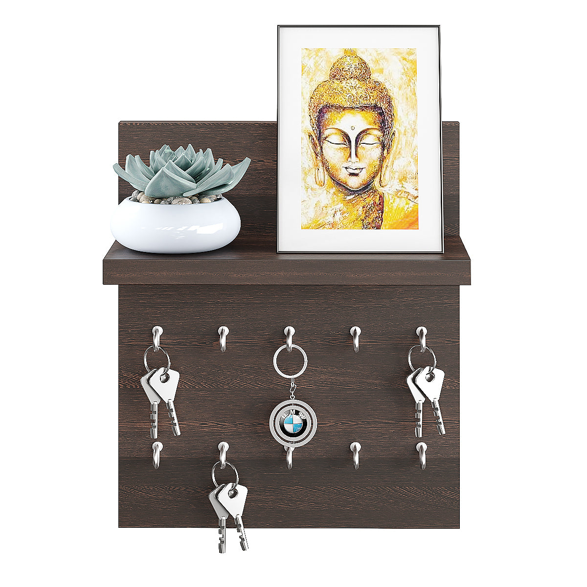 Navya Wall Hanging Key Chain Holder, Decorative Item (Wenge)