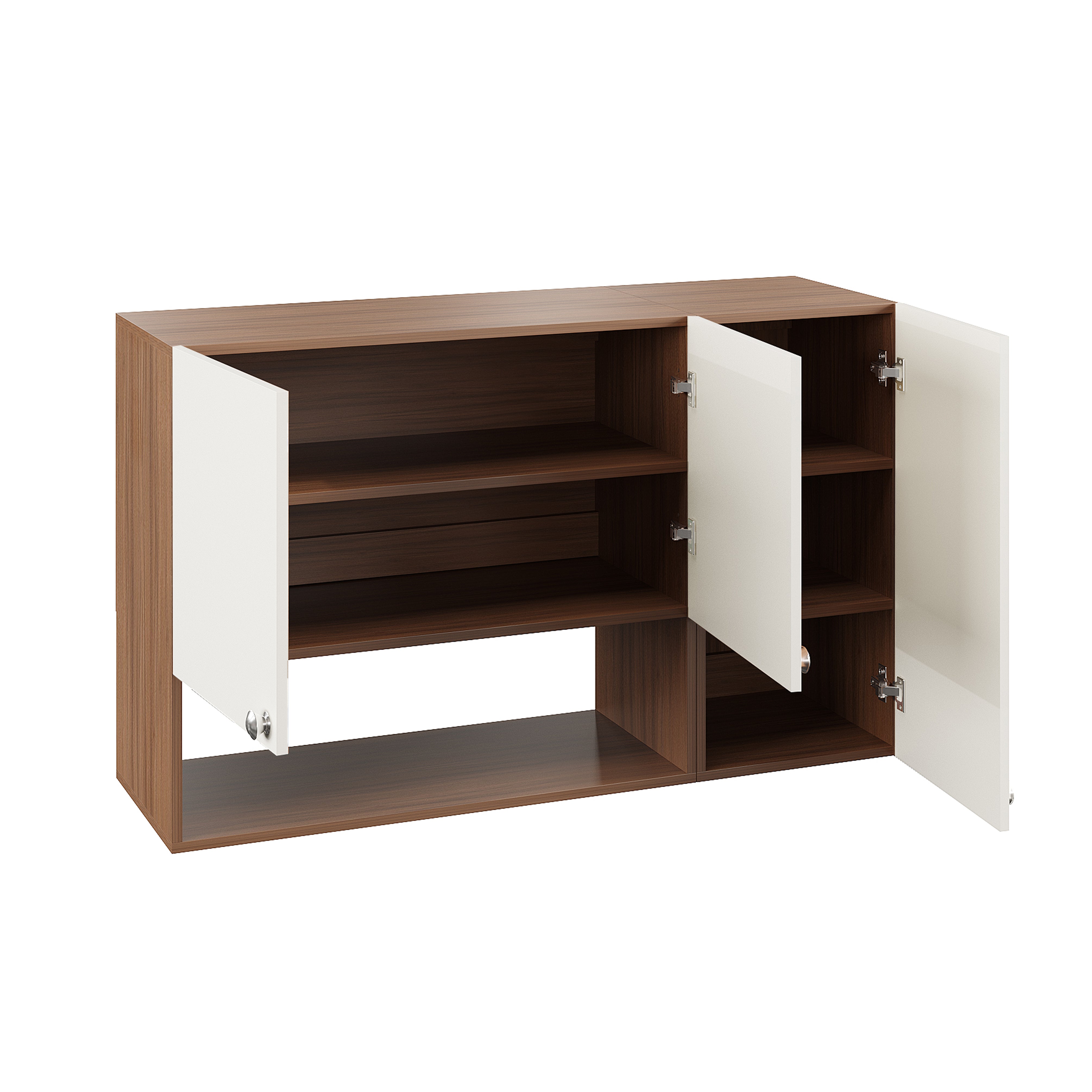 Diana Wall Mount Wooden Kitchen Cabinet Storage Rack Shelf Organizer with Door in Exotic Teak & White Finish