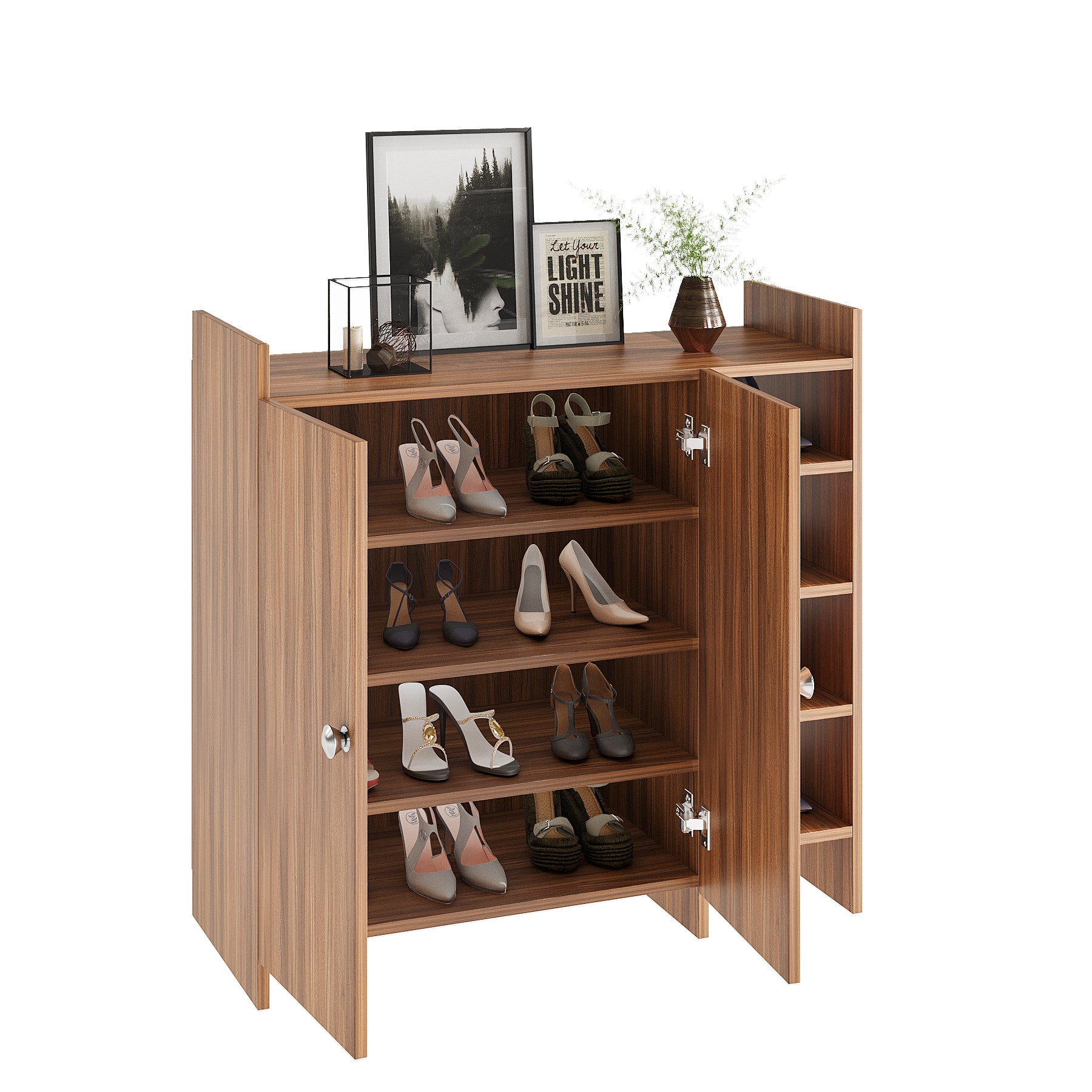 WOODWIDER Salosia Wooden Shoe Rack for Home Storage Organizer Shoe Rack Cabinet Slipper Footwear Stand Rack 6 Shelves, Store Up to 16 Pairs (Exotic Teak)