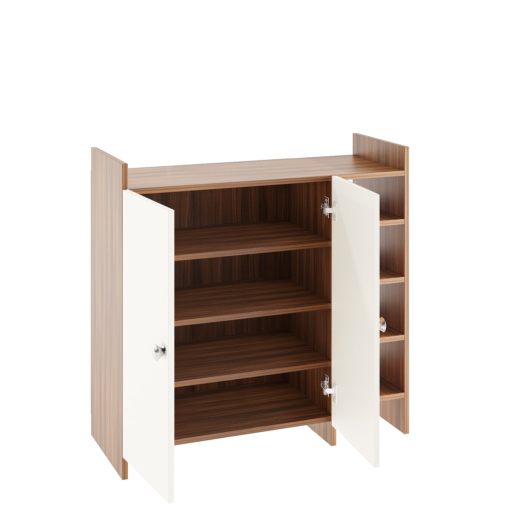 WOODWIDER Salosia Wooden Shoe Rack for Home Storage Organizer Shoe Rack Cabinet Slipper Footwear Stand Rack 6 Shelves, Store Up to 16 Pairs (Exotic Teak & White)
