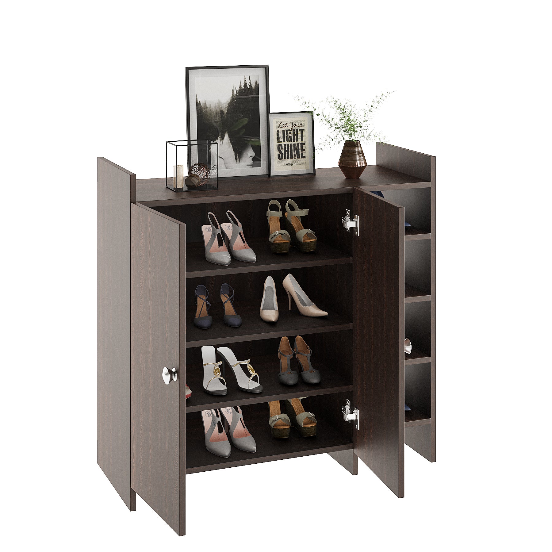 WOODWIDER Salosia Wooden Shoe Rack for Home Storage Organizer Shoe Rack Cabinet Slipper Footwear Stand Rack 6 Shelves, Store Up to 16 Pairs (Wenge)
