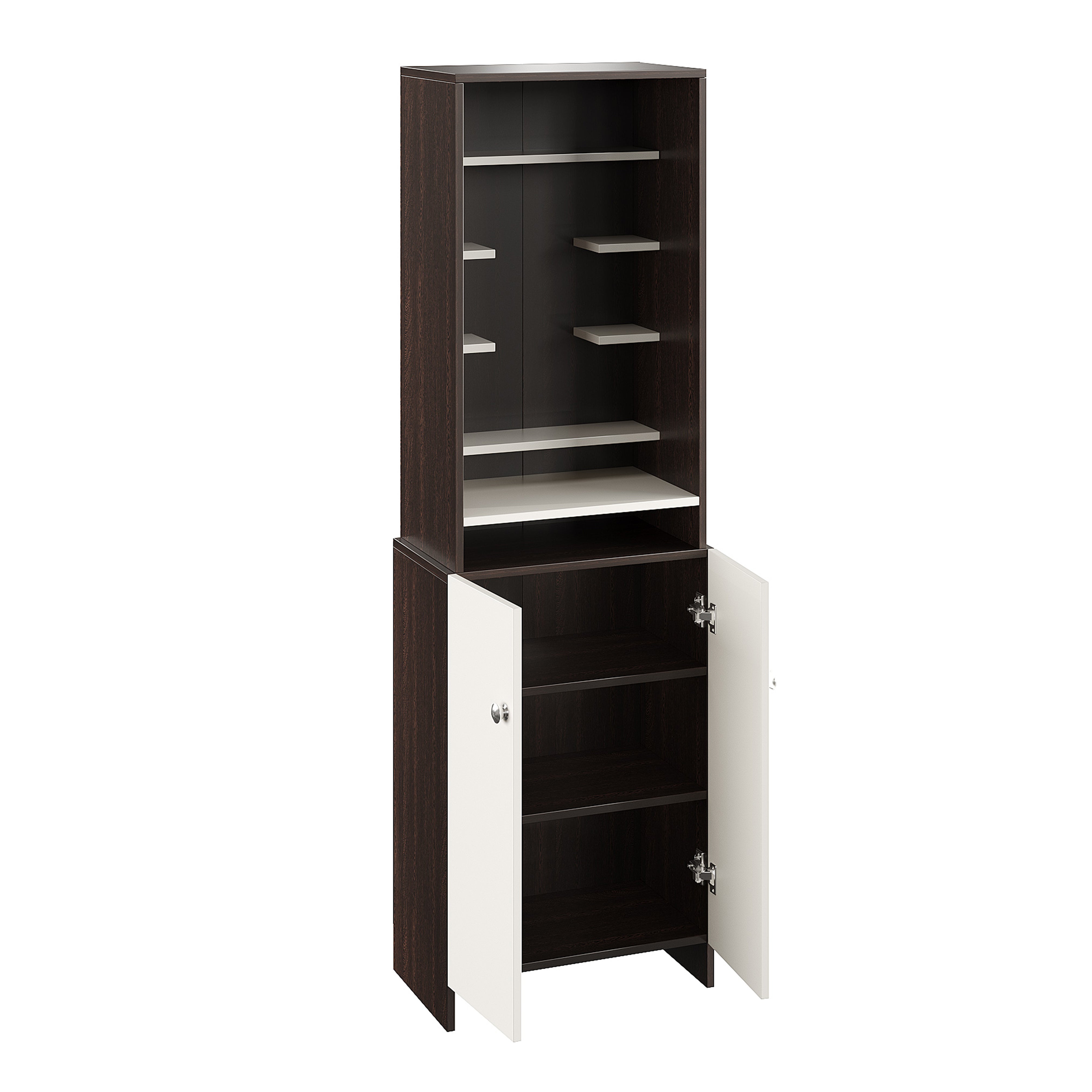 Shrisha Pooja Mandir for Home, Modern Temple for Home & Office, Prayer Cabinet Puja Stand Shelf in Wenge & White Finish