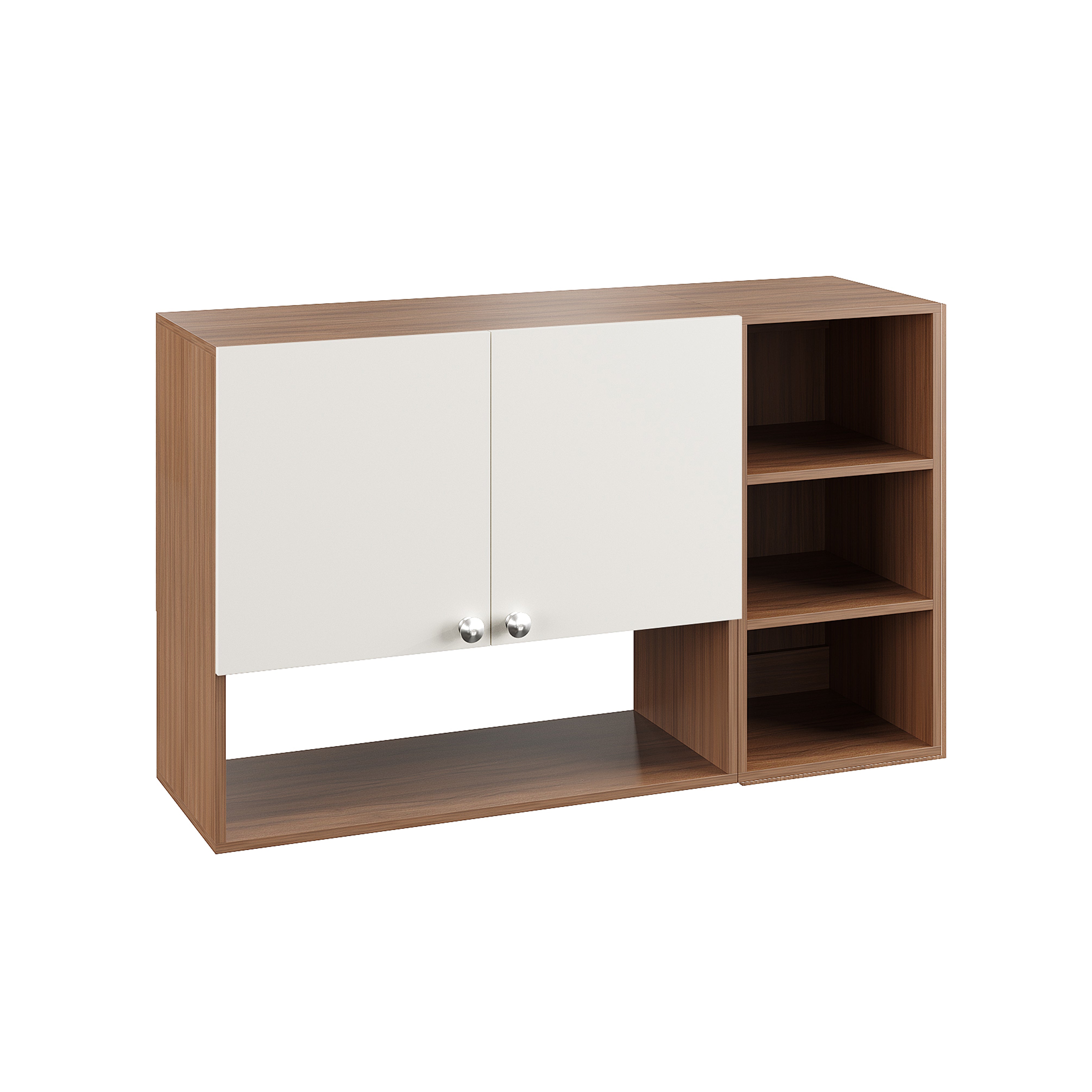 Woodwider Rozel Engineered Wood Wall-Mount Kitchen Cabinet with Door – Space-Saving, Modern Storage Solution for Kitchen, Living Room, or Bathroom (Exotic teak & White )