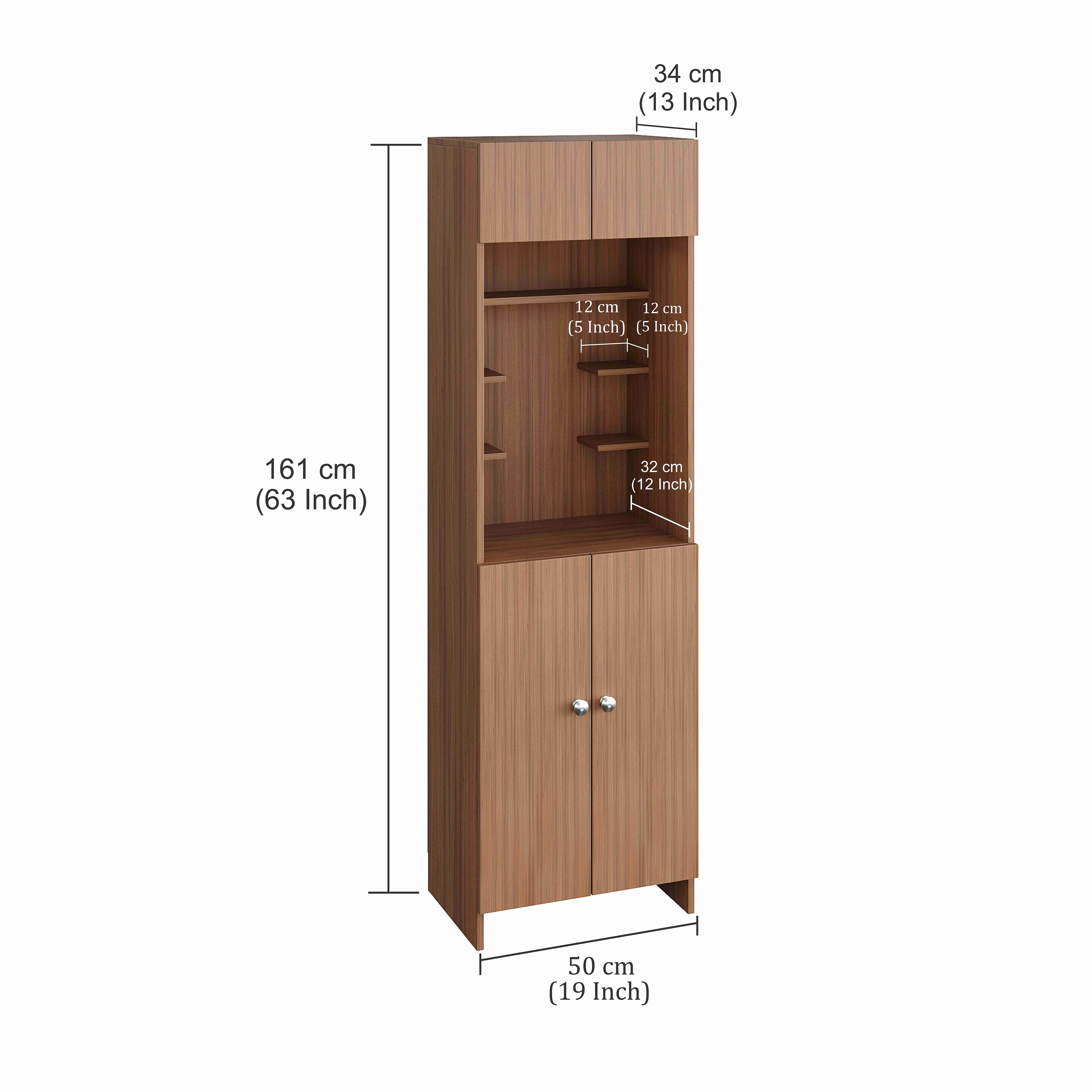 Shivika Pooja Mandir for Home, Modern Temple for Home & Office, Prayer Cabinet Puja Stand Shelf in Exotic Teak Finish