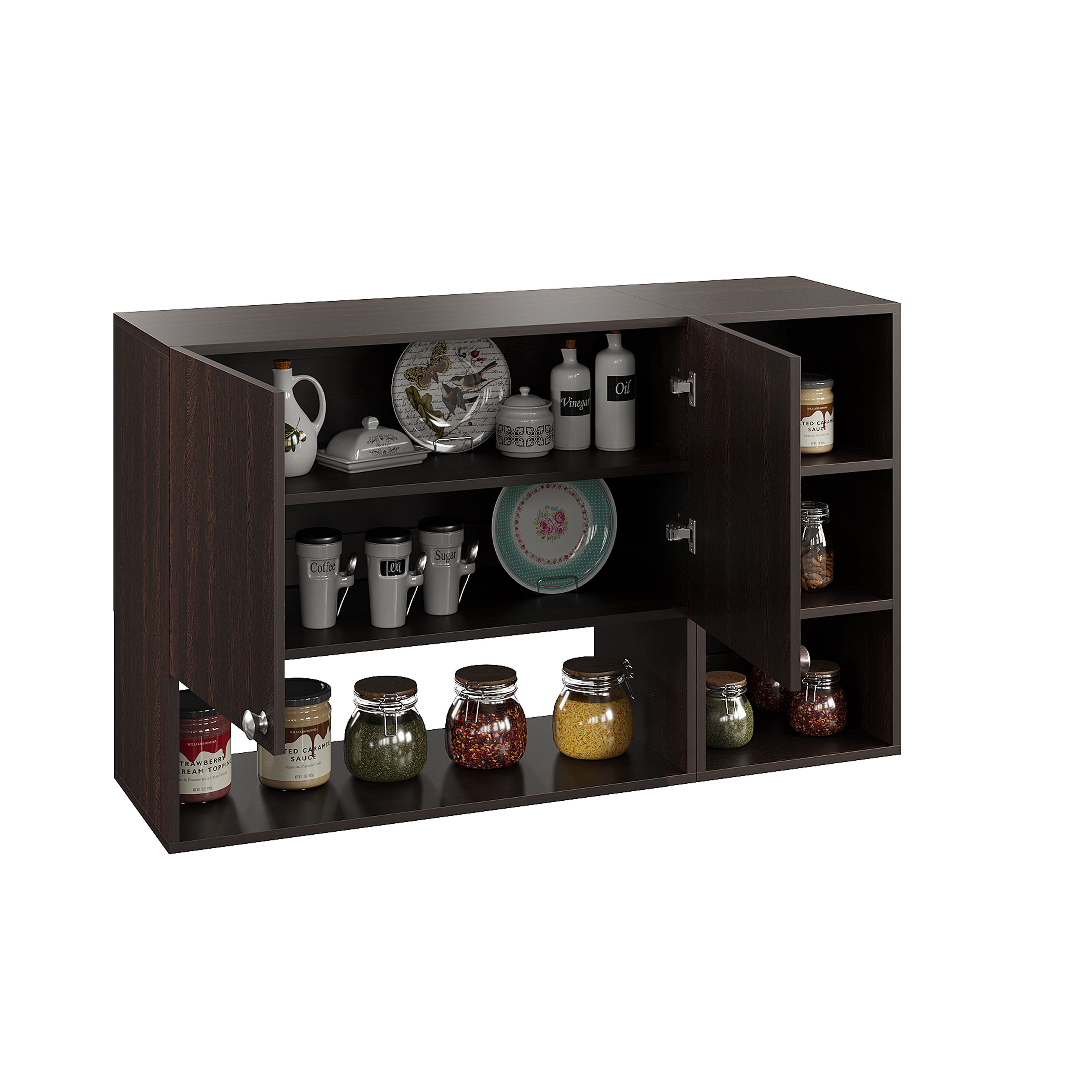 Woodwider Rozel Engineered Wood Wall-Mount Kitchen Cabinet with Door – Space-Saving, Modern Storage Solution for Kitchen, Living Room, or Bathroom (Wenge )
