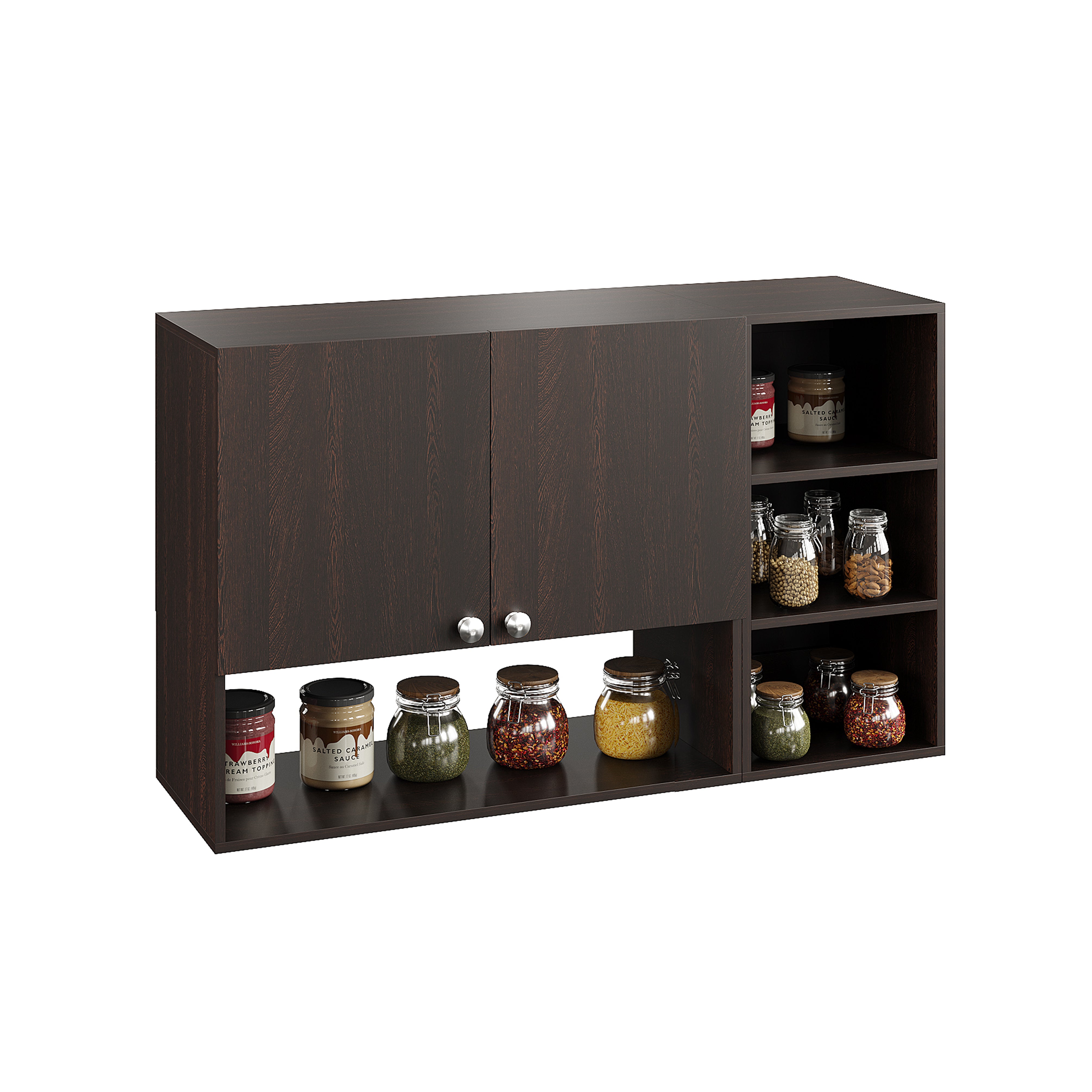 Woodwider Rozel Engineered Wood Wall-Mount Kitchen Cabinet with Door – Space-Saving, Modern Storage Solution for Kitchen, Living Room, or Bathroom (Wenge )
