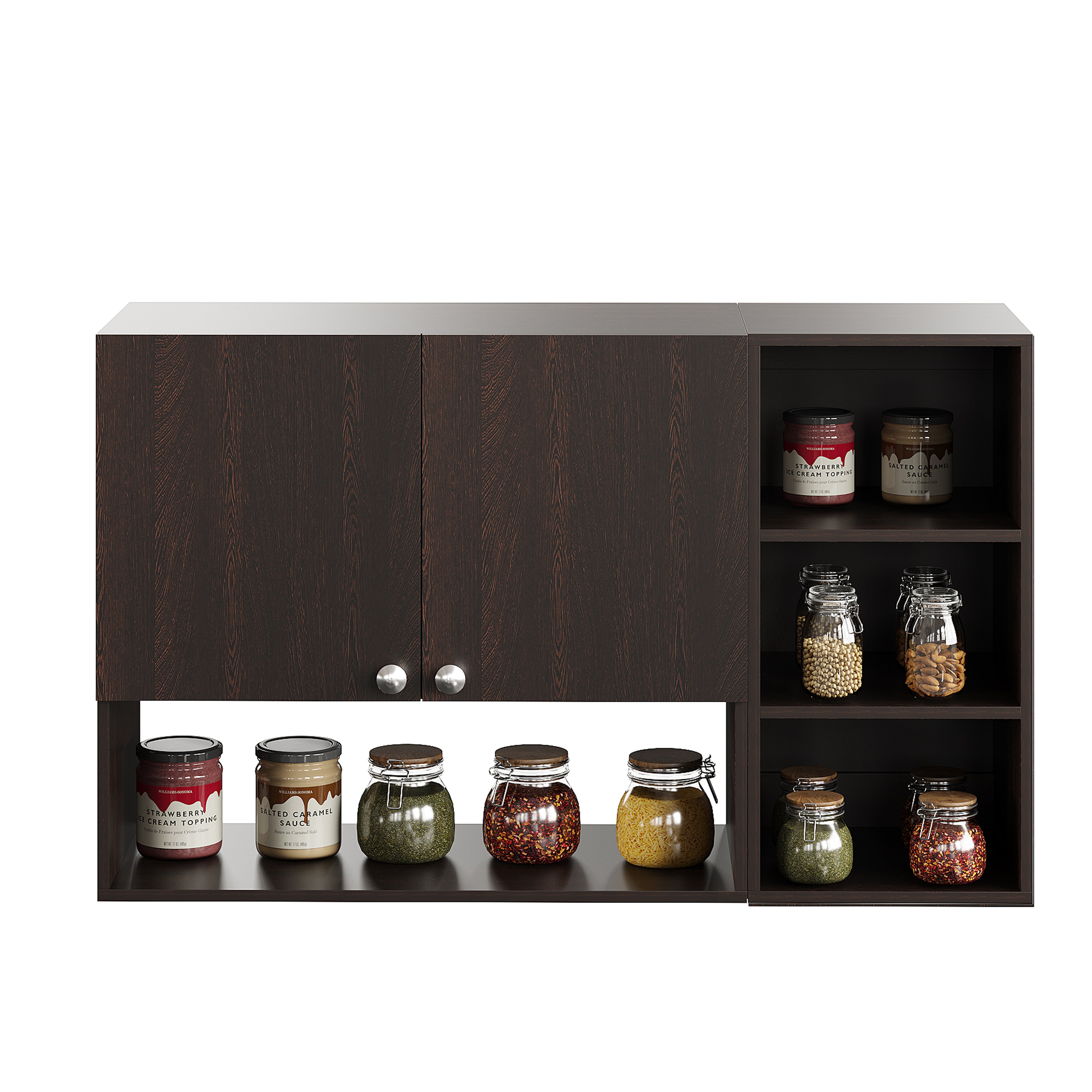 Woodwider Rozel Engineered Wood Wall-Mount Kitchen Cabinet with Door – Space-Saving, Modern Storage Solution for Kitchen, Living Room, or Bathroom (Wenge )