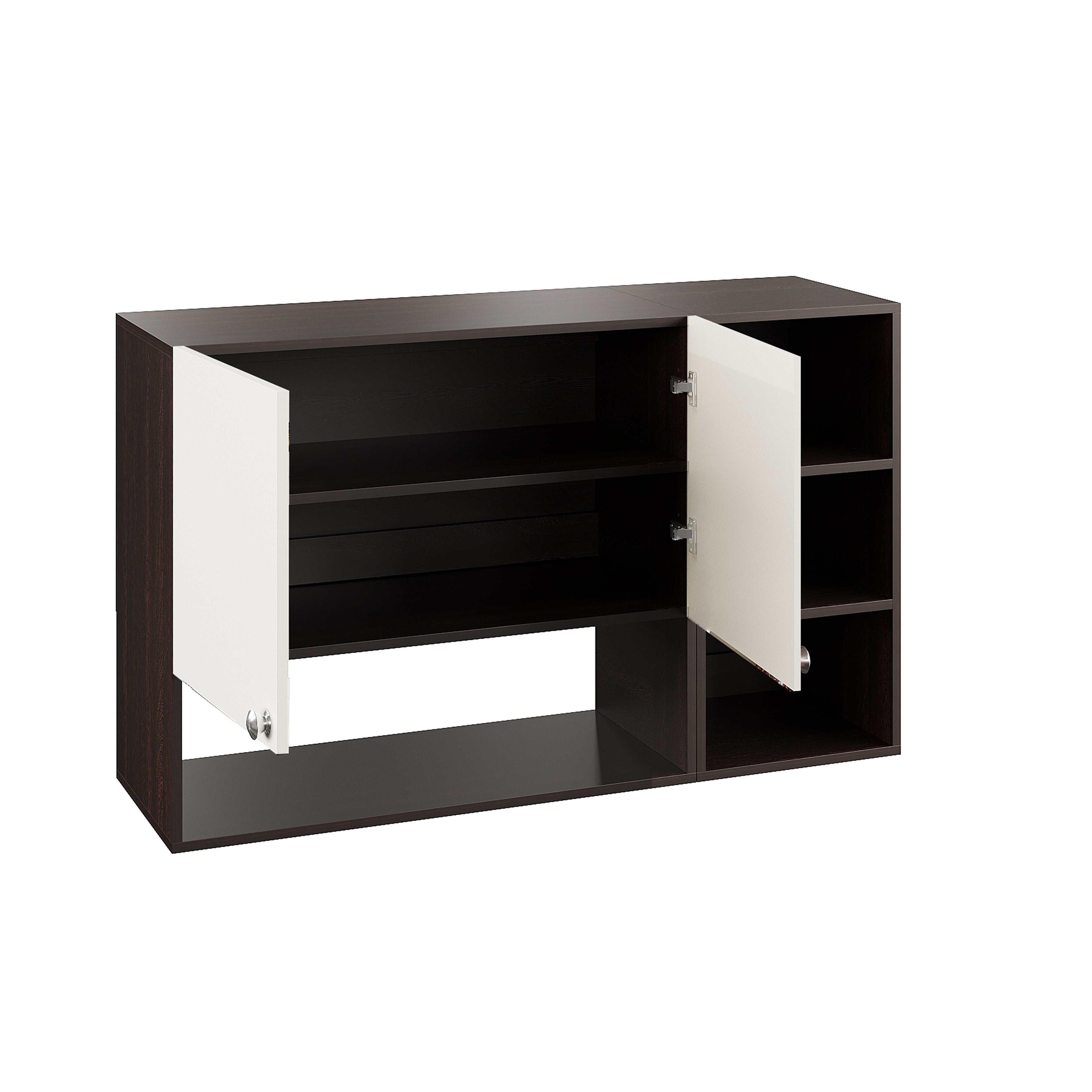 WOODWIDER Rozel Engineered Wood Wall-Mount Kitchen Cabinet with Door – Space-Saving, Modern Storage Solution for Kitchen, Living Room, or Bathroom (Wenge & White)