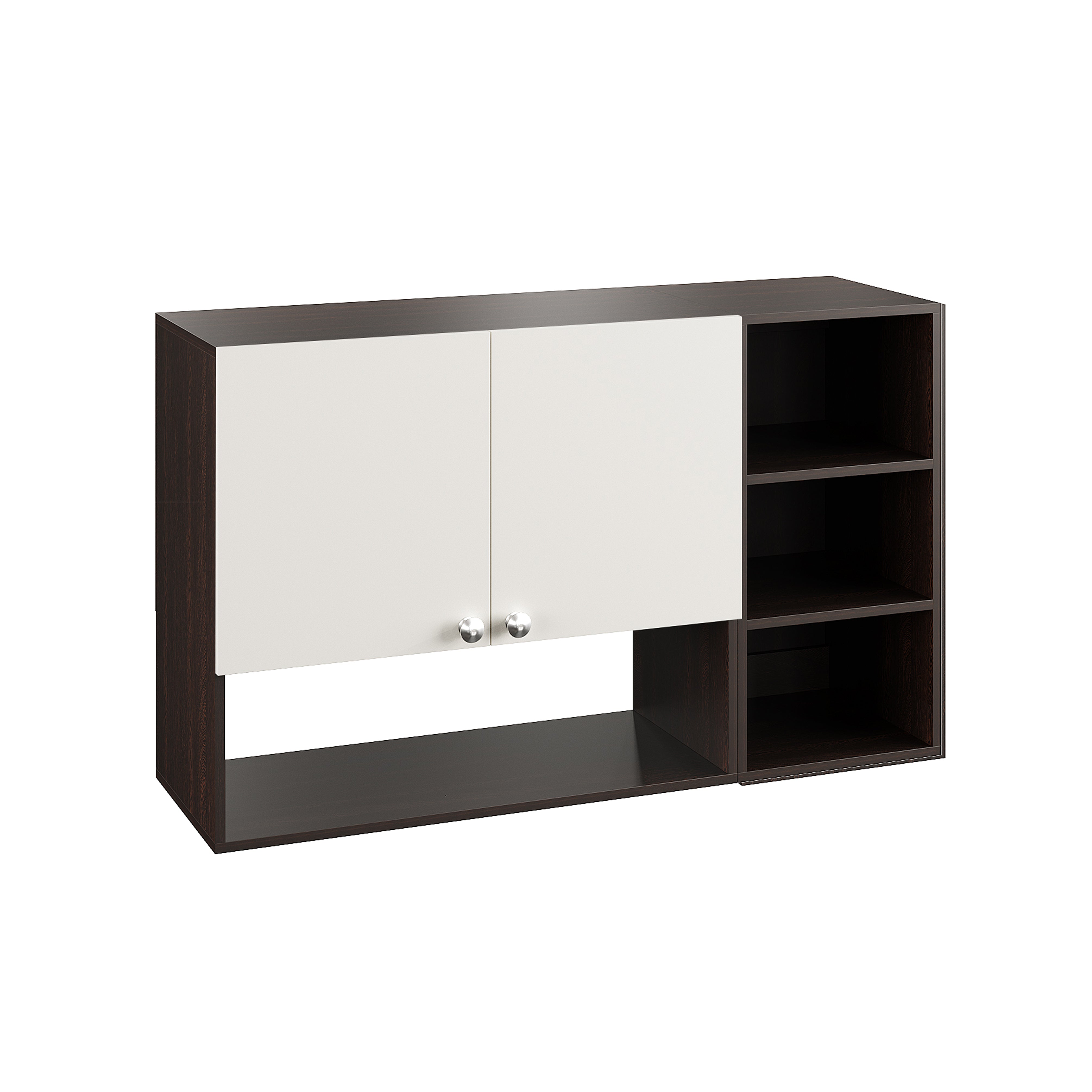 WOODWIDER Rozel Engineered Wood Wall-Mount Kitchen Cabinet with Door – Space-Saving, Modern Storage Solution for Kitchen, Living Room, or Bathroom (Wenge & White)
