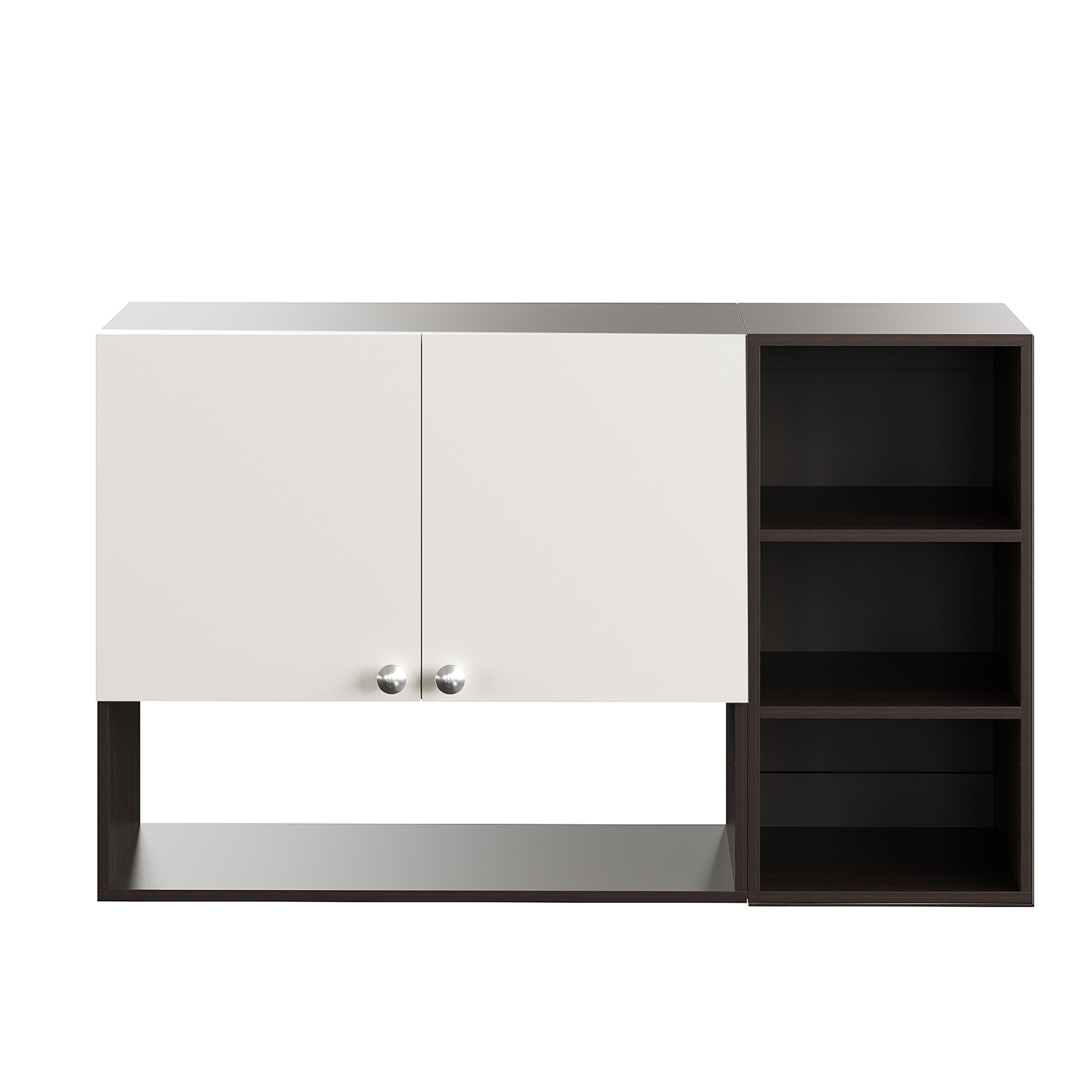 WOODWIDER Rozel Engineered Wood Wall-Mount Kitchen Cabinet with Door – Space-Saving, Modern Storage Solution for Kitchen, Living Room, or Bathroom (Wenge & White)