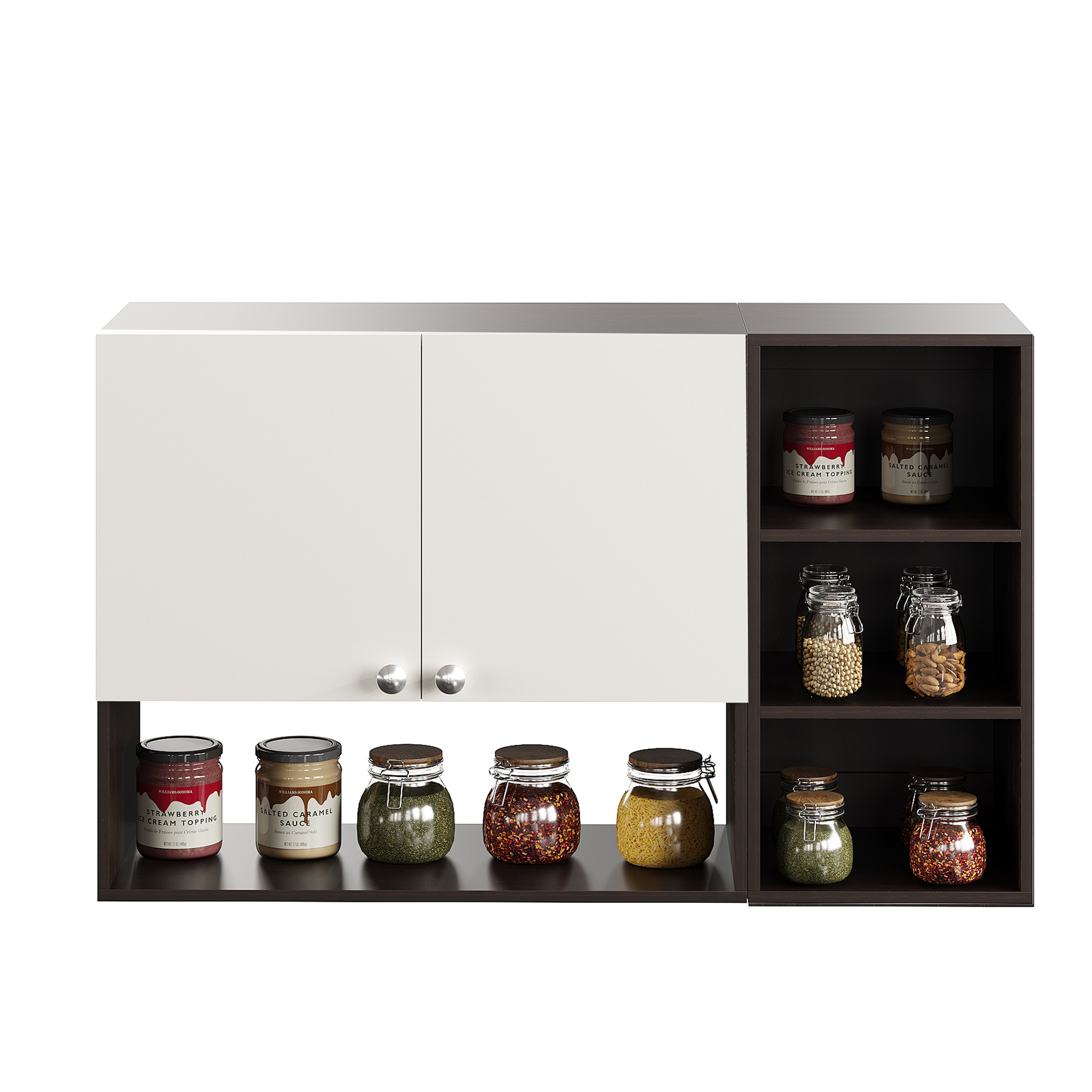 WOODWIDER Rozel Engineered Wood Wall-Mount Kitchen Cabinet with Door – Space-Saving, Modern Storage Solution for Kitchen, Living Room, or Bathroom (Wenge & White)